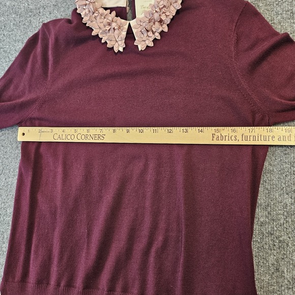 Ted Baker Nansea Floral Collar Sweater Layered Look Size 2- US Small Burgandy - Picture 11 of 11